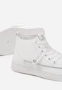 Sneakersi Alb-Gri cu Siret pe Platformă cu Element Decorativ Andeeila