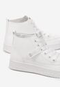 Białe Sznurowane Sneakersy na Płaskiej Podeszwie za Kostkę z Ozdobnym Elementem Andeeila