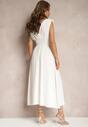 Biała Rozkloszowna Sukienka na Cienkich Ramiączkach z Kopertowym Dekoltem Eilinestia