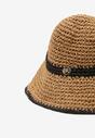 Beżowy Kapelusz z Plecionki w Stylu Bucket Hat z Szerokim Rondem Liassa