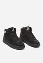 Czarne Wysokie Sneakersy na Płaskiej Podeszwie Ozdobione Przeszyciami Biacara