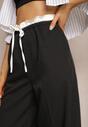 Czarne Materiałowe Spodnie z Szerokimi Nogawkami High Waist z Gumką w Talii Comina