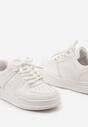 Białe Sneakersy z Imitacji Skóry do Kostki ze Sznurowaniami na Grubej Podeszwie Ramara