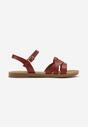 Bordowe Sandały z Imitacji Skóry na Płaskiej Podeszwie Zapinane na Sprzączkę Javera