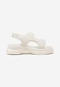 Białe Wsuwane Sandały z Imitacji Skóry na Grubej Podeszwie Talarina