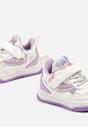 Biało-Różowe Płaskie Buty Sportowe Sneakersy z Geometrycznym Wzorem Adevea
