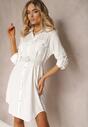 Biała Koszulowa Sukienka Utility z Eleganckim Paskiem w Komplecie Miriams