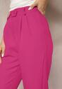 Pantaloni Roz Drepți cu Nasturi și Elastic în Talie Gelarine