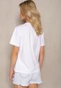 Biały T-shirt z Bawełny z Krótkim Rękawem Ozdobiony Nadrukiem Lavessa
