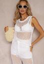 Top Alb din Tricot Ajurat Naloeli