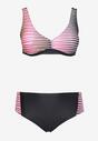 Różowy Strój Kąpielowy Dwuczęściowy Bikini w Paski Patalia