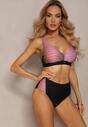 Różowy Strój Kąpielowy Dwuczęściowy Bikini w Paski Patalia
