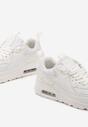 Białe Sneakersy z Ekoskóry ze Sznurowaniami i Podeszwą Typu Air Walana