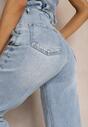 Niebieskie Jeansy Spodnie High Waist z Szerokimi Nogawkami Sancilla