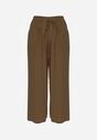 Pantaloni Maro din Bumbac tip Palazzo cu Elastic în Talie Fieana