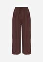 Pantaloni maro din bumbac tip Palazzo cu elastic în talie Fieana
