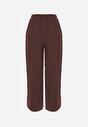 Pantaloni maro din bumbac tip Palazzo cu elastic în talie Fieana