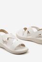 Białe Wsuwane Sandały z Szerokimi Paskami Zaldia