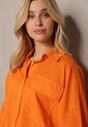 Pomarańczowa Koszula z Bawełny z Dłuższym Tyłem i Gumką z Możliwością Ściągnięcia Sasina