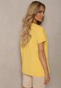 Żółty T-shirt Koszulka z Krótkim Rękawem z Bawełny Ozdobiona Nadrukiem Xanest