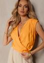 Top Portocaliu Casual din Viscoză cu Fermoar și Decolteu Tip Poștă Firoana