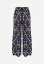Czarno-Granatowe Spodnie Szerokie z Wiskozy w Ornamentalny Wzór High Waist Cramelia