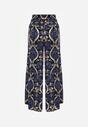 Czarno-Granatowe Spodnie Szerokie z Wiskozy w Ornamentalny Wzór High Waist Cramelia