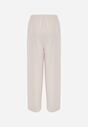 Beżowe Spodnie High Waist ze Sznurkiem w Talii i Prostą Nogawką Raveann