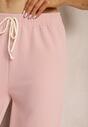 Różowe Spodnie z Szerokimi Nogawkami i Gumką w Talii Uxelia