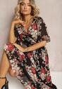 Rochie Neagră și Roz cu Elastic în Talie și Decolteu Petrecut Legată la Spate Cevona