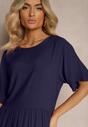Rochie bleumarin din bumbac cu mânecă scurtă Marolla