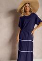 Rochie bleumarin din bumbac cu mânecă scurtă Marolla
