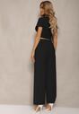 Set Negru Tricou cu Șnur Pantaloni Largi cu Elastic în Talie Tolan