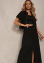 Set Negru Tip Utility Bluză cu Mânecă Scurtă Fustă cu Șliț și Elastic în Talie Dravia