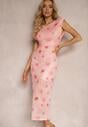 Rochie Roz Woneria Cu Imprimeu Floral Din Plasă Cu Croială Cambrată