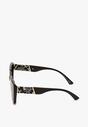Ochelari de Soare Negri cu Rame Late și Ornamente Metalice Sollange