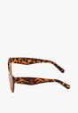 Brązowe Okulary Przeciwsłoneczne z Wyciągniętymi w Górę Oprawkami Nleana