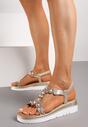 Sandale Aurii Slip-On cu Platformă și Pietre Strass Cilbia