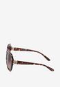Ciemnobrązowe Casualowe Okulary Przeciwsłoneczne z Metalicznymi Wstawkami Cleara