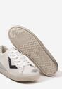 Biało-Srebrne Sneakersy Sznurowane z Cholewką przed Kostkę z Brokatem Toneri