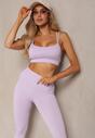 Set Fitness Mov Violet Cu Sutien Cu Push-Up și Colanți Cu Talie Înaltă Orbinra