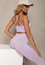 Set Fitness Mov Violet Cu Sutien Cu Push-Up și Colanți Cu Talie Înaltă Orbinra