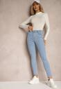 Jasnoniebieskie Casualowe Skinny Jeansy Push-Up z Przetarciami na Nogawkach Jrinna