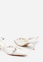 Białe Sandały na Niskiej Szpilce bez Pięty z Klamerkami Dimola