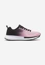 Różowo-Czarne Płaskie Casualowe Buty Sportowe Sneakersy ze Sznurowaniem i Perforacją Simonnia