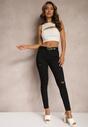 Czarne Jeansy Skinny High Waist z Przetarciami Lisbia