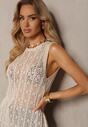 Tunica bej crem boho cu model traforat fără mâneci Lerantalia