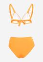 Pomarańczowe Bikini Biustonosz z Usztywnianymi Miseczkami i Cyrkoniami Majtki ze Sznurowaniem Durbia