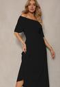 Rochie Neagră Cloș cu Mânecă Scurtă și Elastic în Talie Katteria