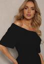 Rochie Neagră Cloș cu Mânecă Scurtă și Elastic în Talie Katteria